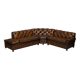 Vintage Chesterfield corner sofa in hand-dyed leather with solid walnut feet.