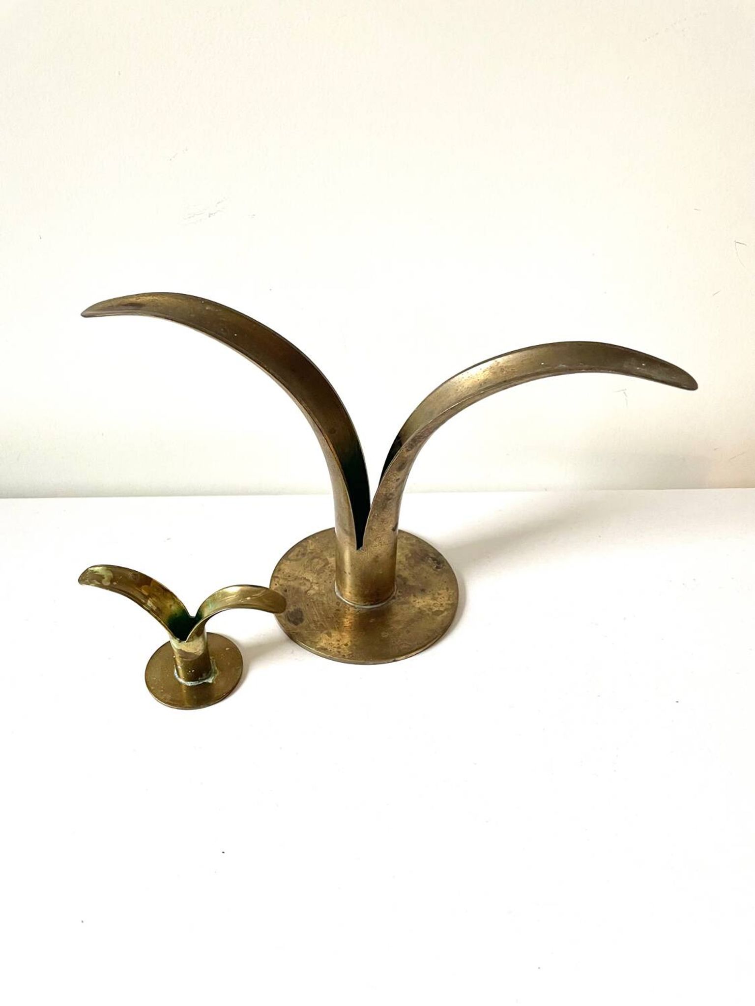 Lot of 2 Lily Design Ivar Alenius Björk Ystad metal candleholders