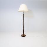 Organic whirlwind floor lamp in stained birch, Art Deco, Sweden, 1940s.