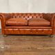 Salon canape and 2 chesterfield armchairs in vintage cognac leather from the 1970s