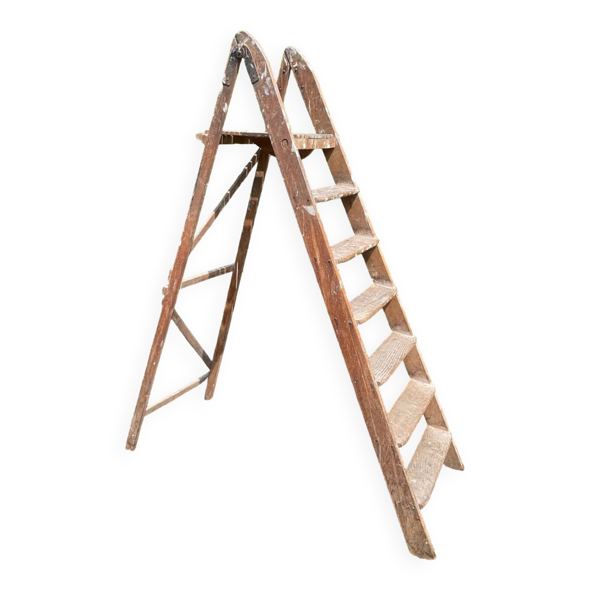 Ancien Escabeau de peintre en chêne