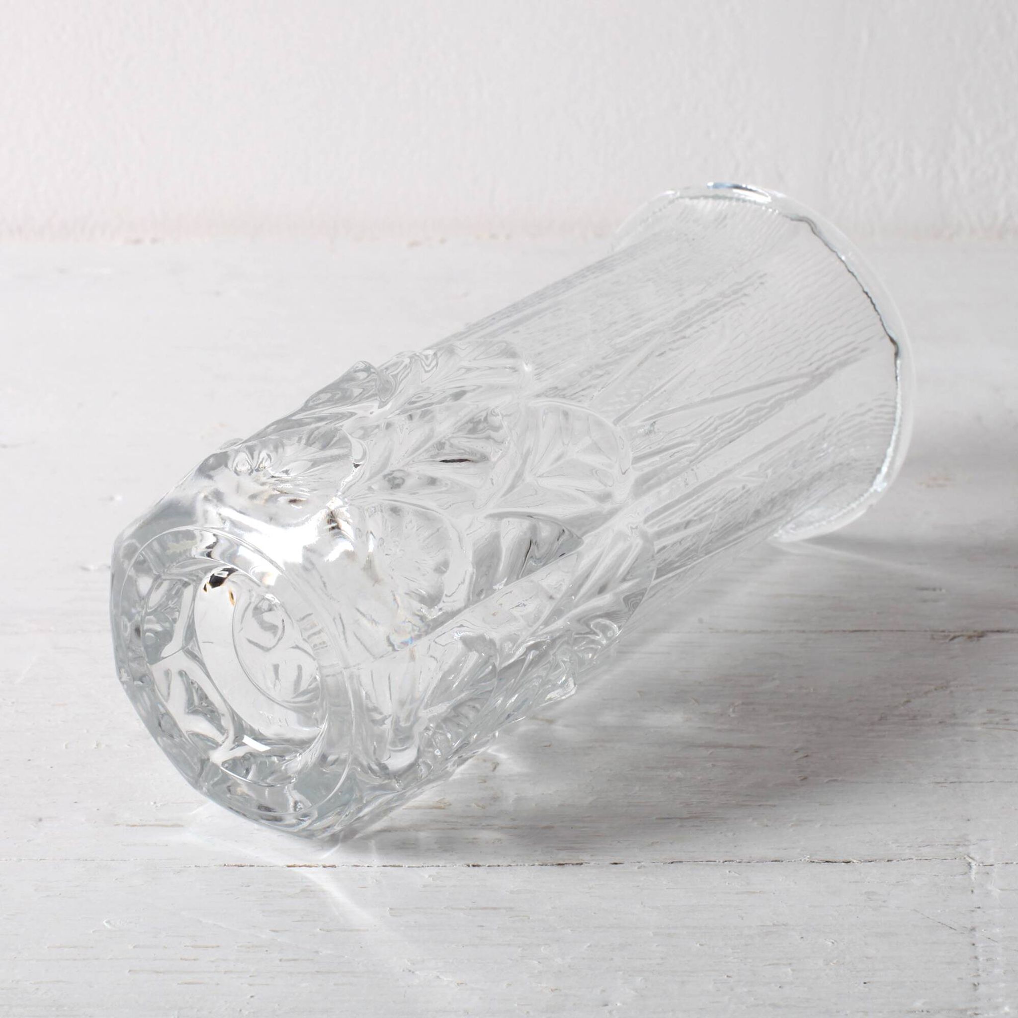 Small Vase / Vintage Clear Leaf Pattern Textured Glass Flower Vase Fidenza