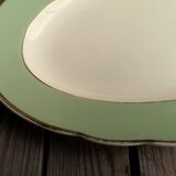 Oval Ceramics Plate Villeroy Boch Green Edge Mint and Gold