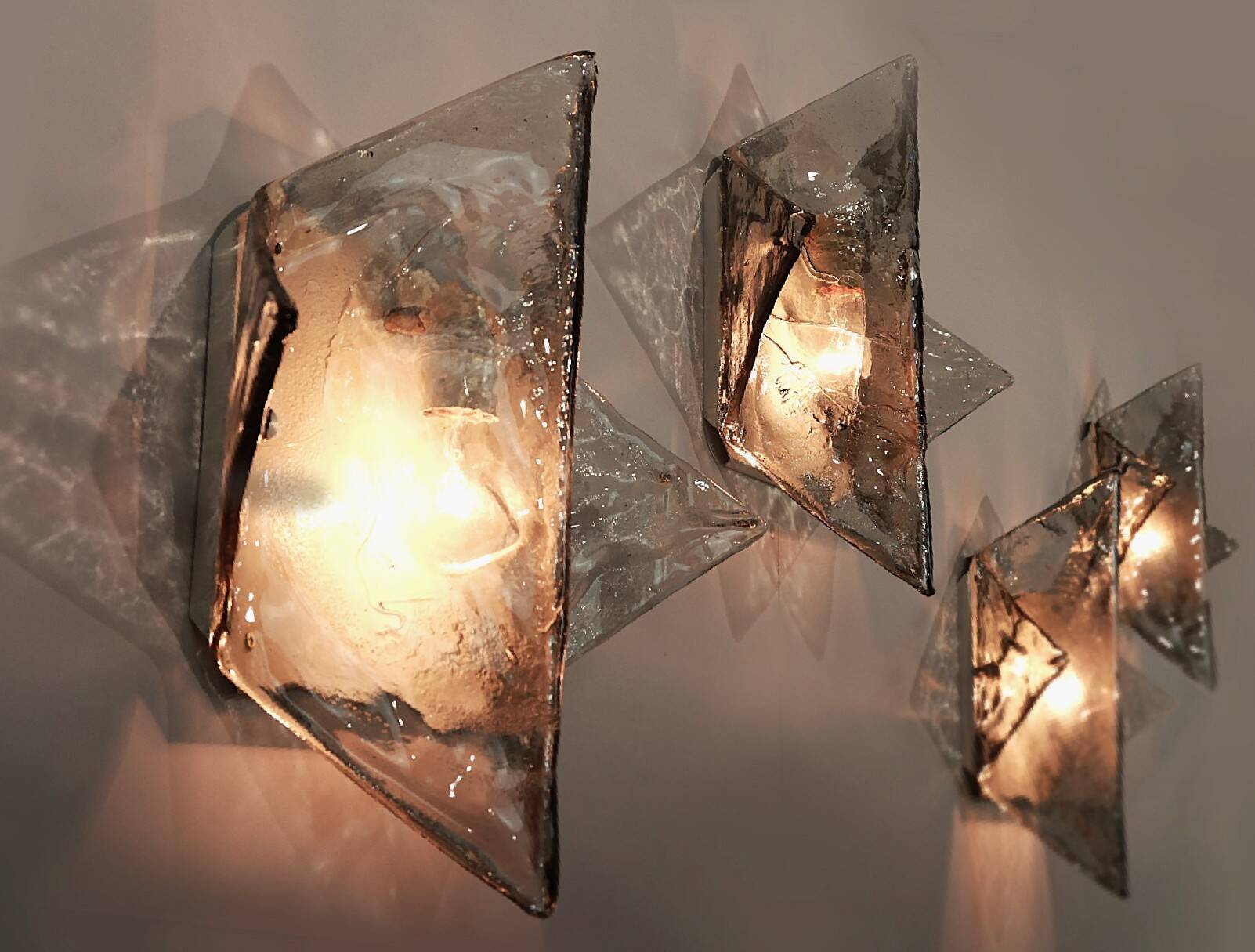 Set of 4 Murano Glass Sconces LP253 by Carlo Nason for Mazzega, Italy, 1970