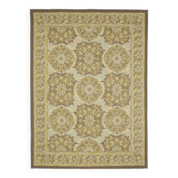 Handmade European Vintage Aubusson Kilim 270 cm x 370 cm