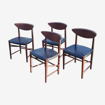 Set de 4 chaises scandinaves en teck modèle 316 de Peter Hvidt & Orla Molgaard Nielsen 1950