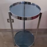 Table italienne rétro 70's chrome et verre bleu