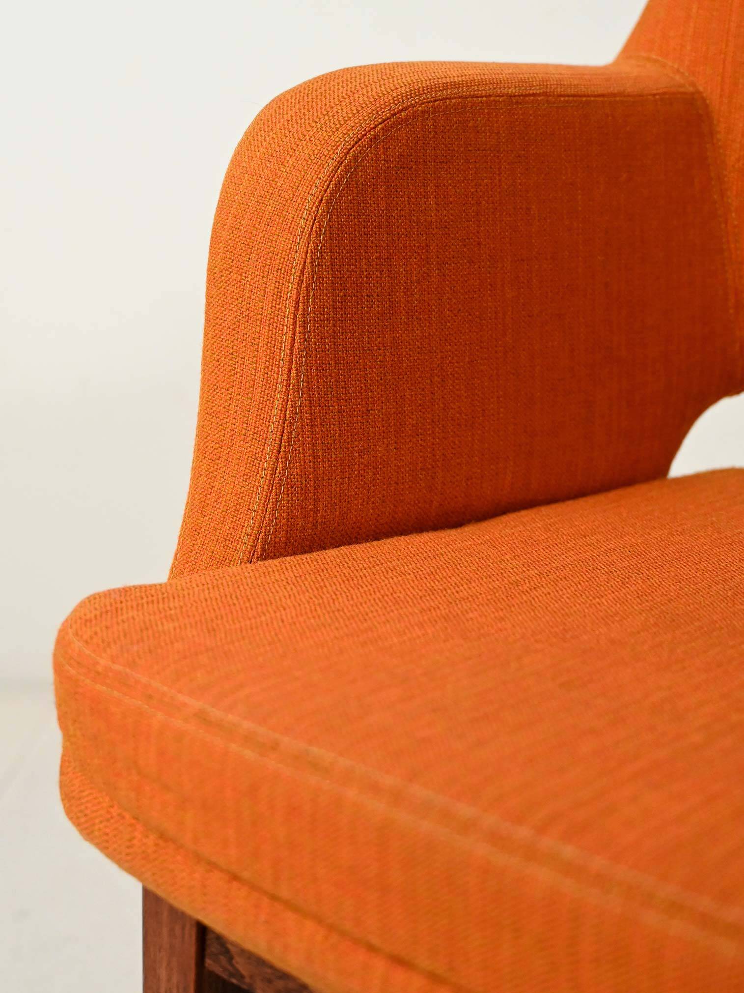 Pair of orange Oslosund armchairs by Kinnarps, 1950s