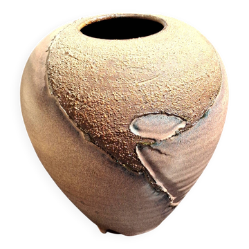 Vase en grés émaillé au design contemporain,  signé à identifier