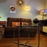 Van Der Rohe Italy Bauhaus' MR coffee table, occasional glass/chromed steel