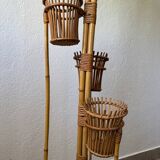 50s rattan plant stand floor lamp