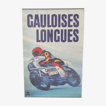 Vintage advertising poster motorcycle and Gauloises long 120 by 80cm