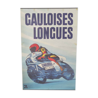 Affiche vintage publicitaire moto et gauloises longues 120 par 80cm