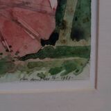 Aquarel of schilderijtje, “Parasol”, M. Van den Dries, 1987