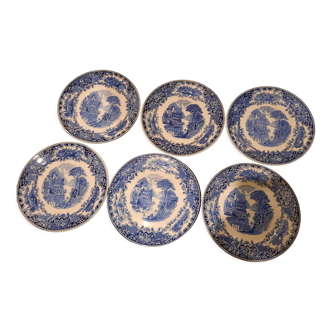 Dutch Faience Regout / co, 6 flat Castillo plates.