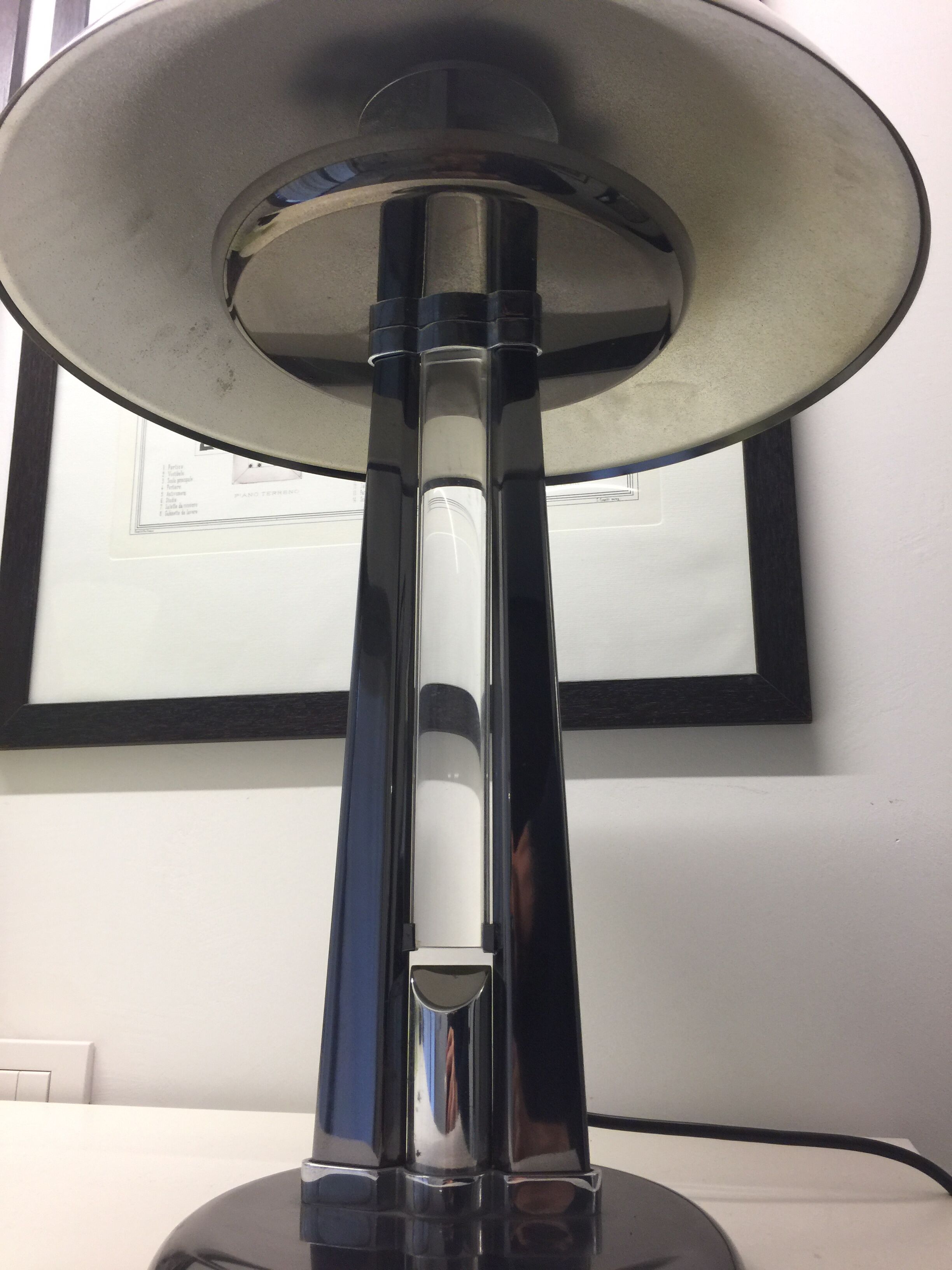 Rare Signed Italian vintage table lamp by Oscar Torlasco for Stilkronen. 1970s