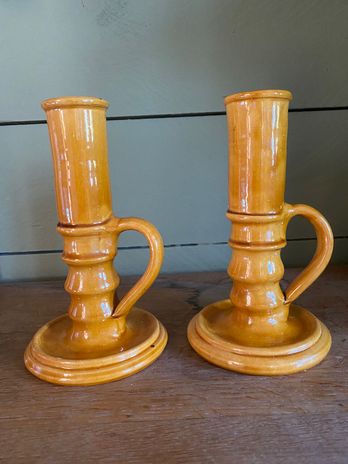 Pair of ceramic candle holders from Biot