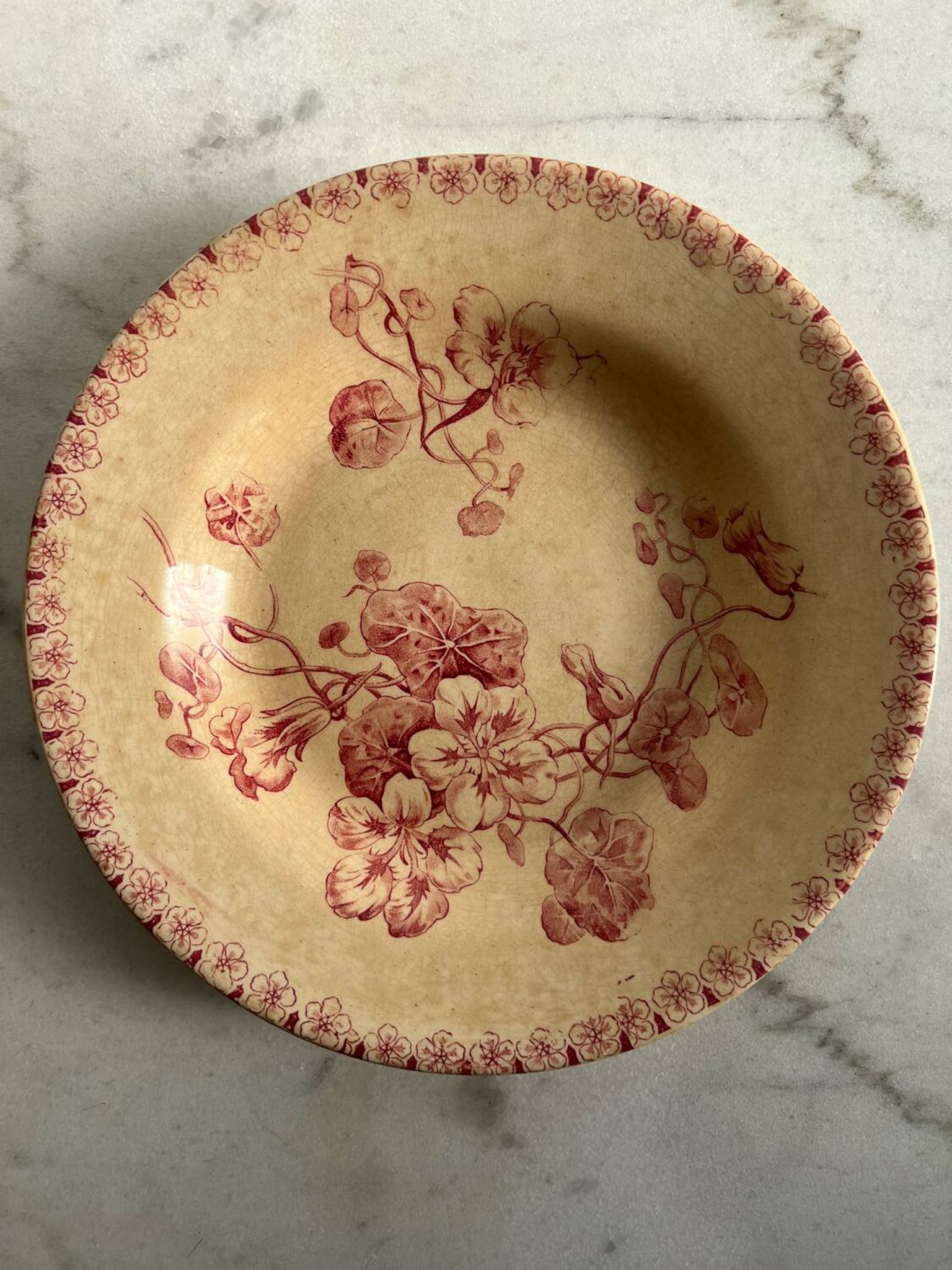 Assiette creuse terre de fer gien capusine 1862