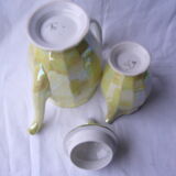 Art Deco style iridescent yellow porcelain coffee service