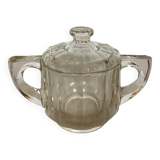 Ancien sucrier verre moulé à facettes