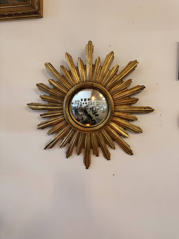 Miroir soleil vintage doré – Miroir sorcière convexe