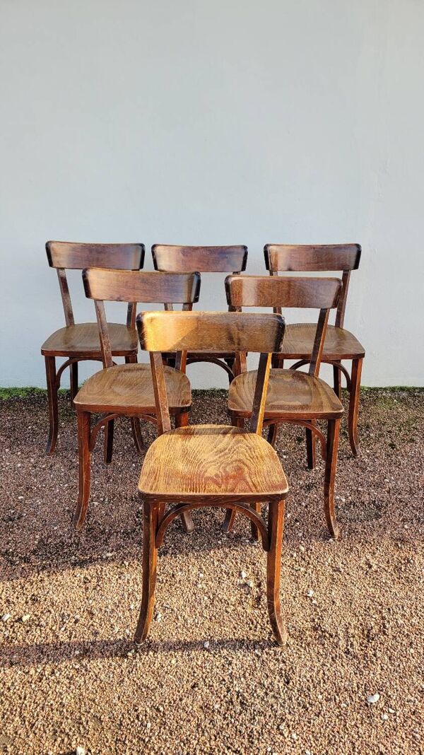 Série de 6 chaises de bistrot restaurant vintage- 1950s