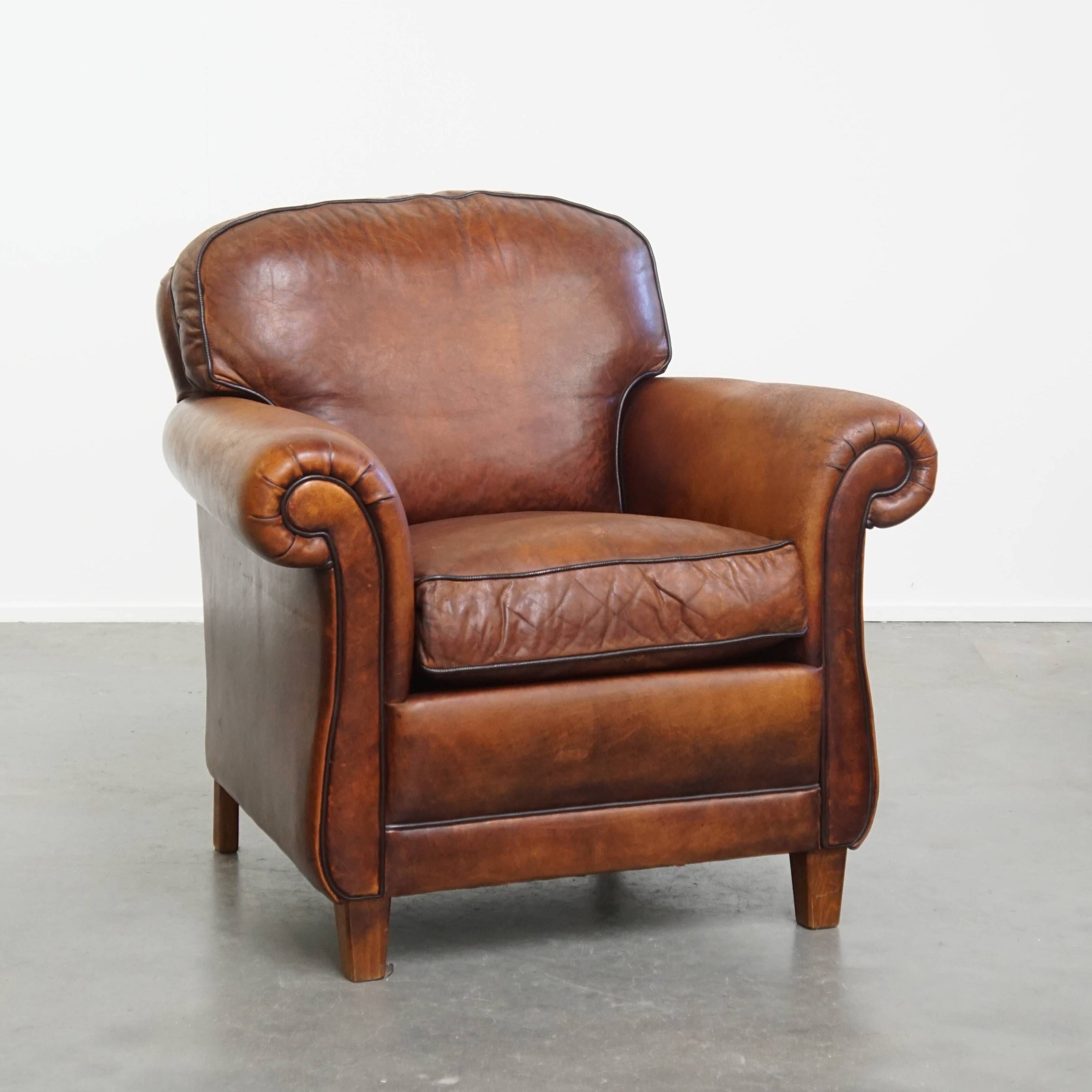 Fauteuil en cuir de mouton de style anglais