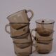 Smoked glass coffee cups x7