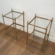 Pair of brass side tables attributed to Maison Jansen