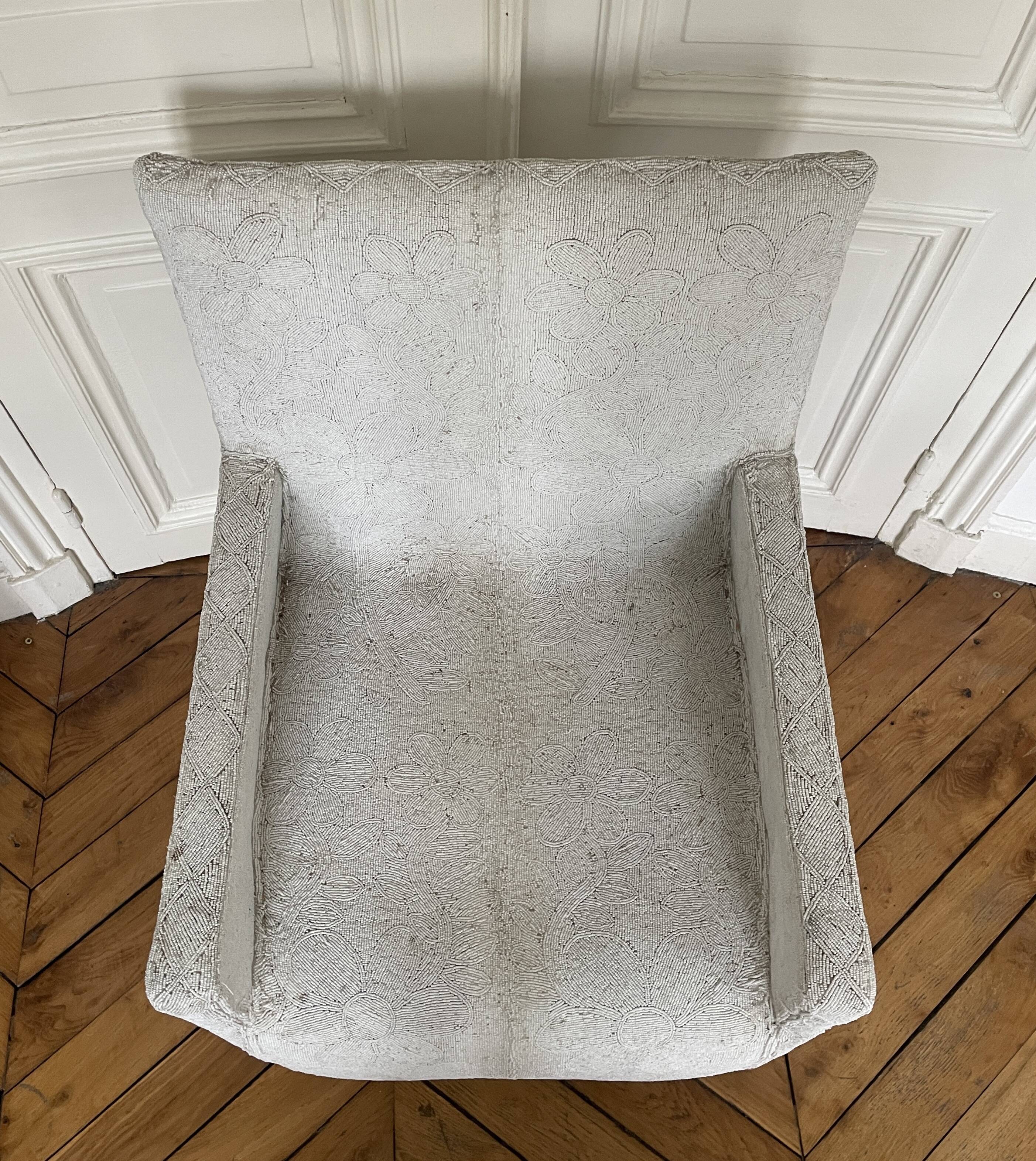 African Yoruba Ceremonial armchair in flower pattern beads, early 20th century