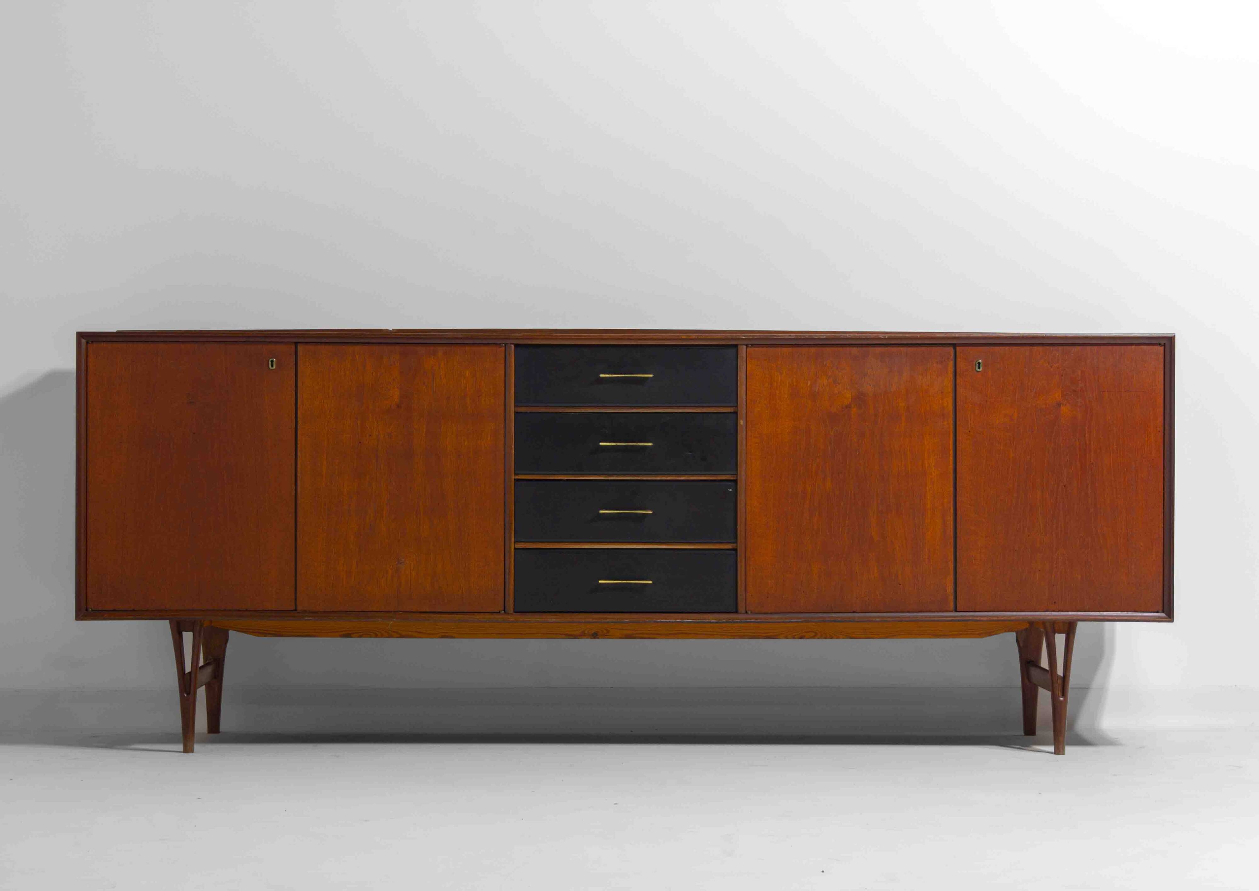 Minimalist sideboard in warm teak by Van Pelt, Belgium 1960s