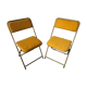 Pair old folding chair lafuma golden metal & vintage yellow fabric