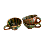 3 tasses en grès vert