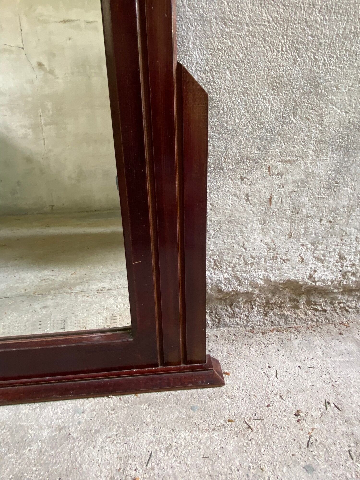Large mirror of vintage art deco wooden fireplace 119 cm / 93 cm