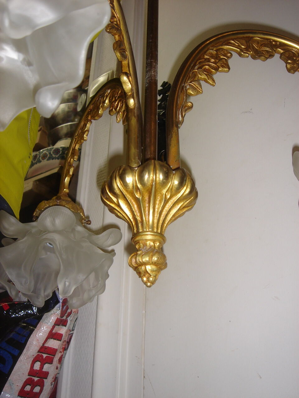 Chandelier bronze 3 tulip glass beginning XX