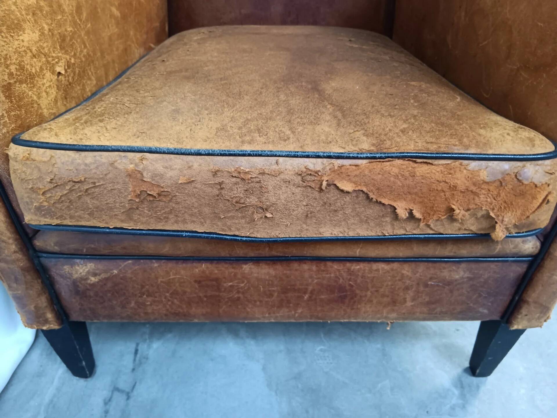 Vintage Sheepskin Club Chair - Raw Patina, Man Cave Essential