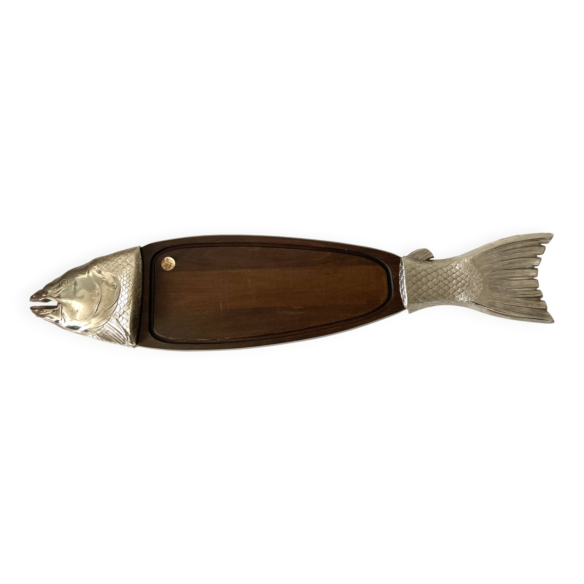Large Flat Display Tray for Cutting Salmon Fish Vintage Design