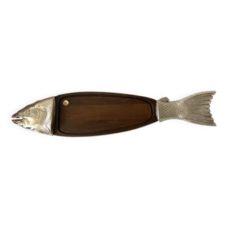 Grand Présentoir Plat Plateau à Découpe du Poisson Saumon Design Vintage