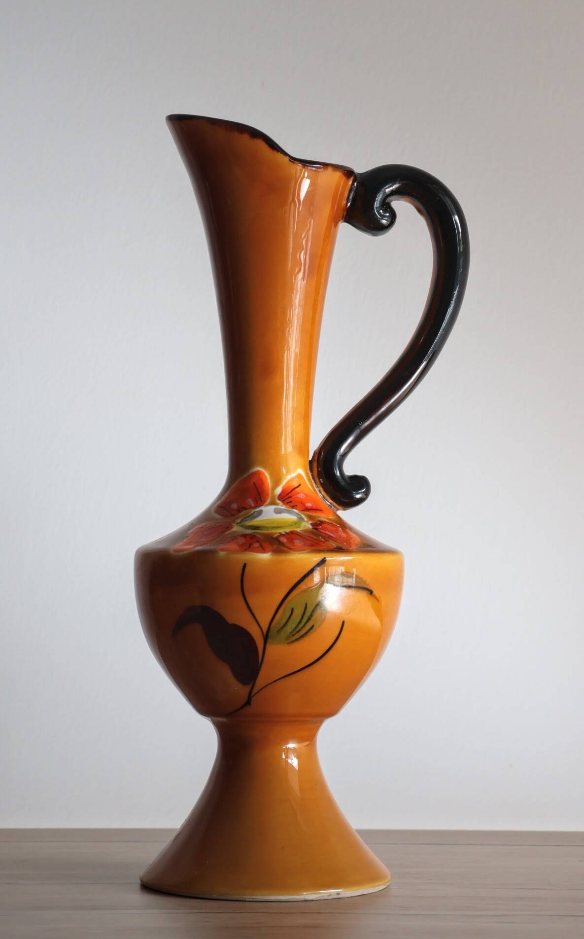 Poët-Laval flower vase, "Isabelle" model, in orange ceramic