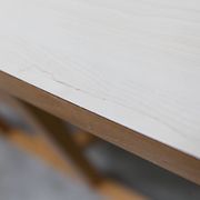 Rare set de 6 tables Baumann 1990, 80x120 et demi lune 120cm