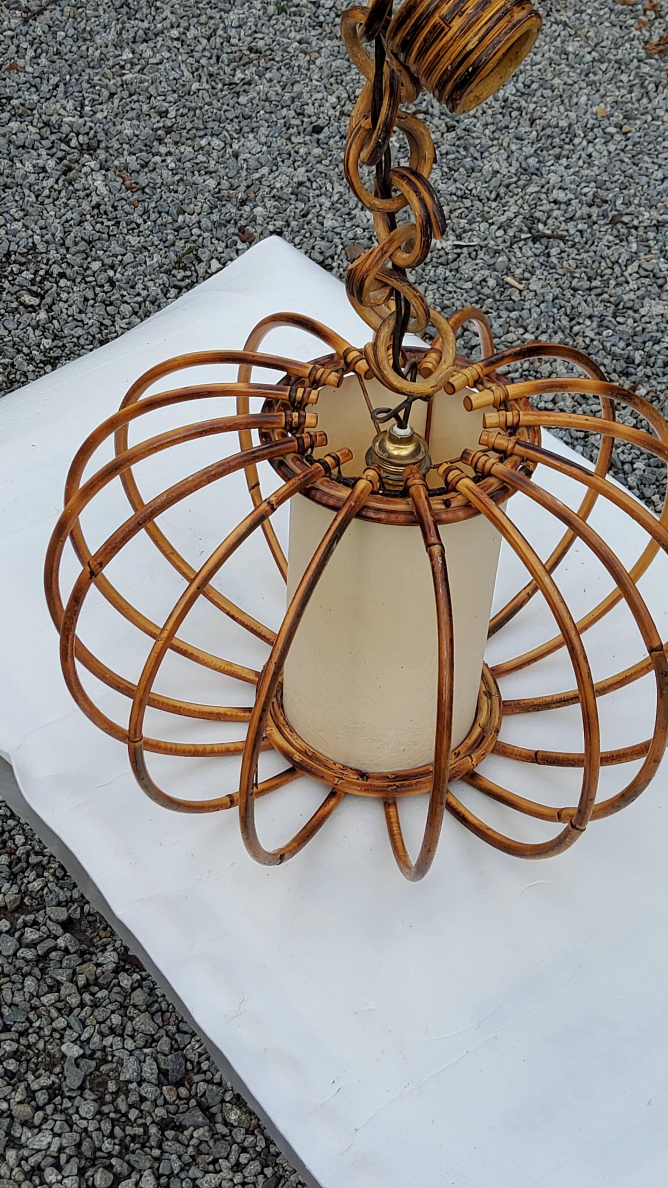 70s rattan pendant light