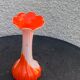 Orange and white opaline vase in the shape of a vintage flower corolla
