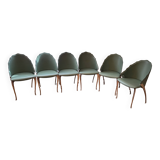 Set of 6 leather chairs by designer Bernard Dequet from the 90s