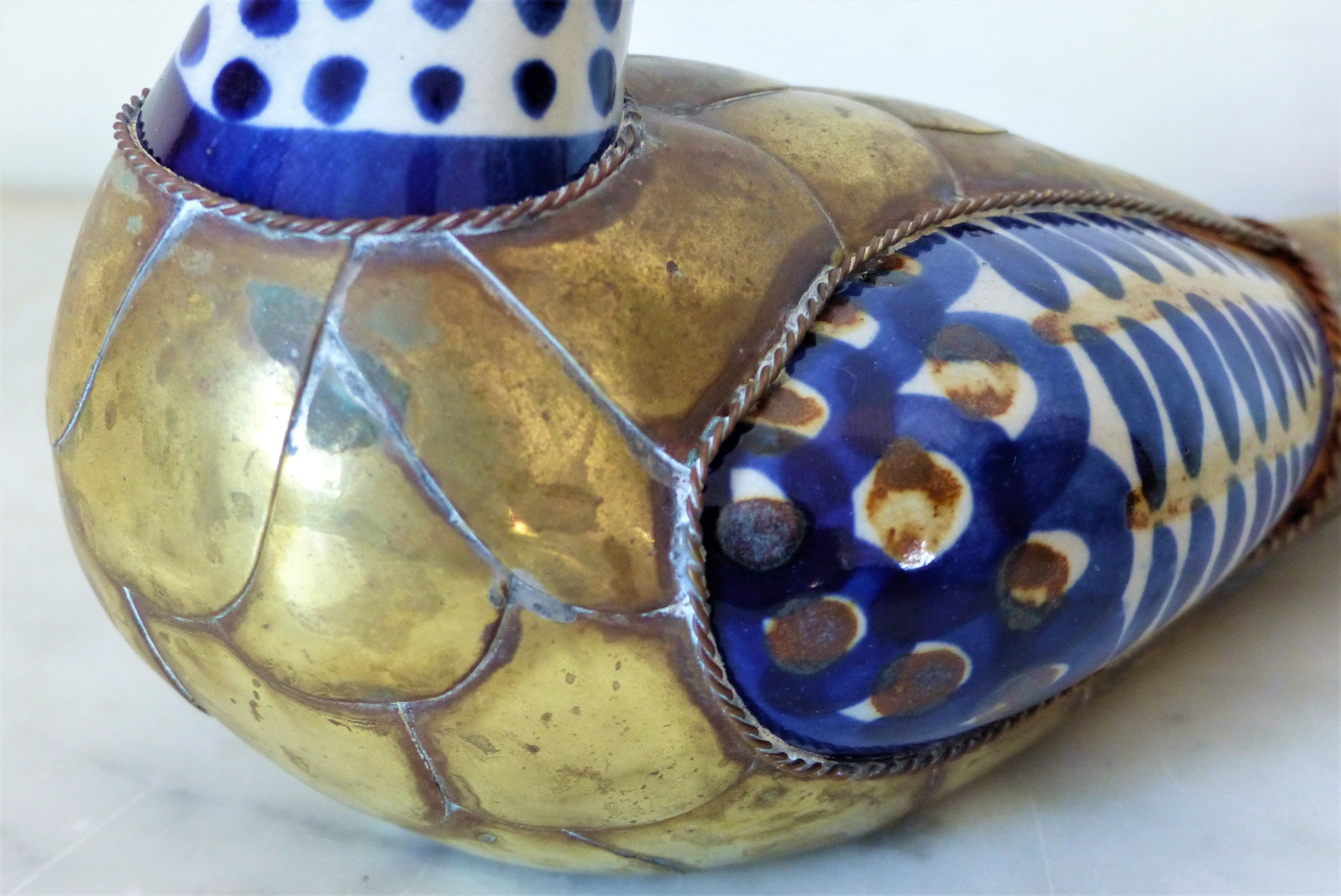 Brass bird and vintage ceramics