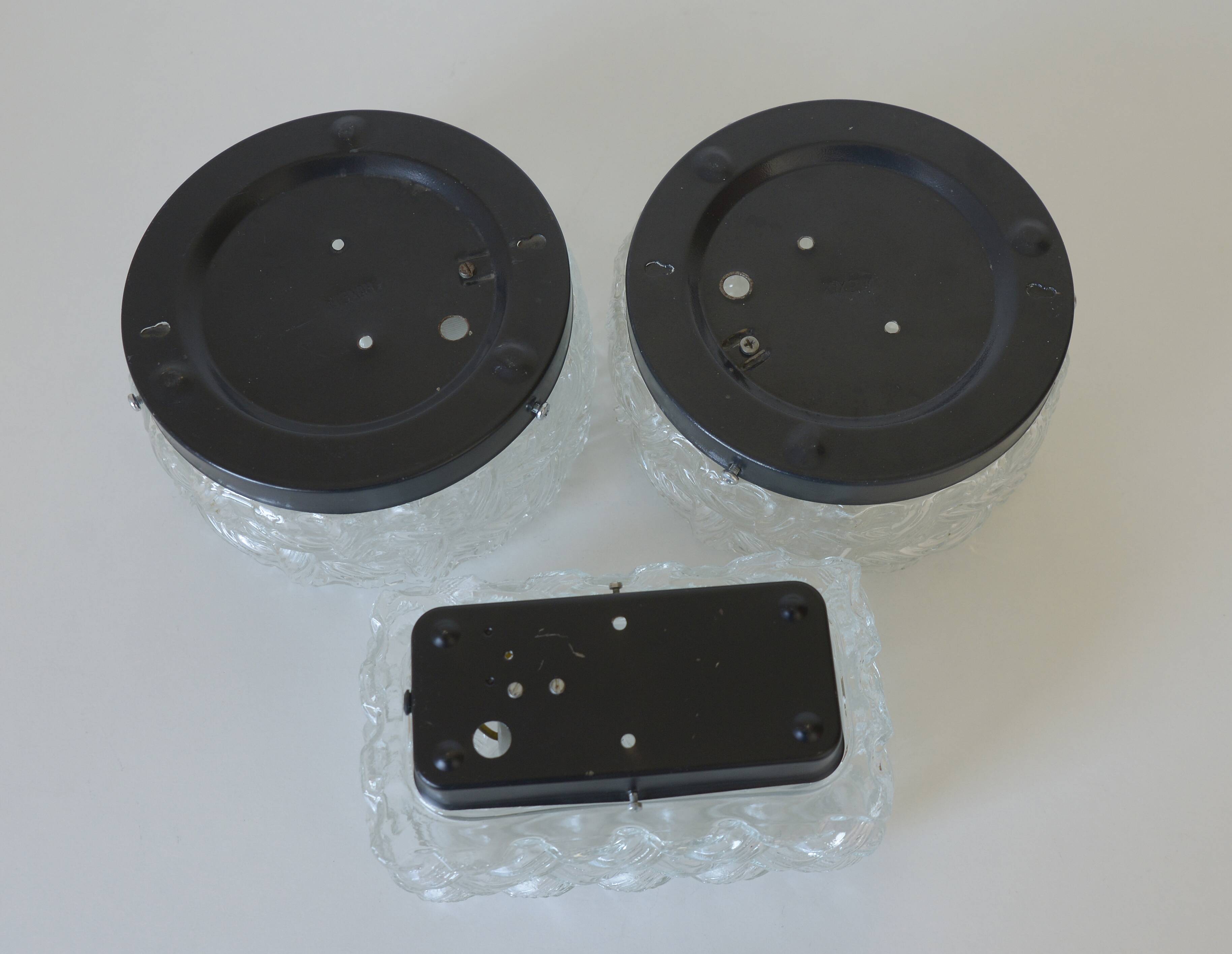 Appliques vintage, lot de 3 appliques murales, plafonnier encastré