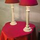 Pair of off-white lacquered wooden lamps 42x20