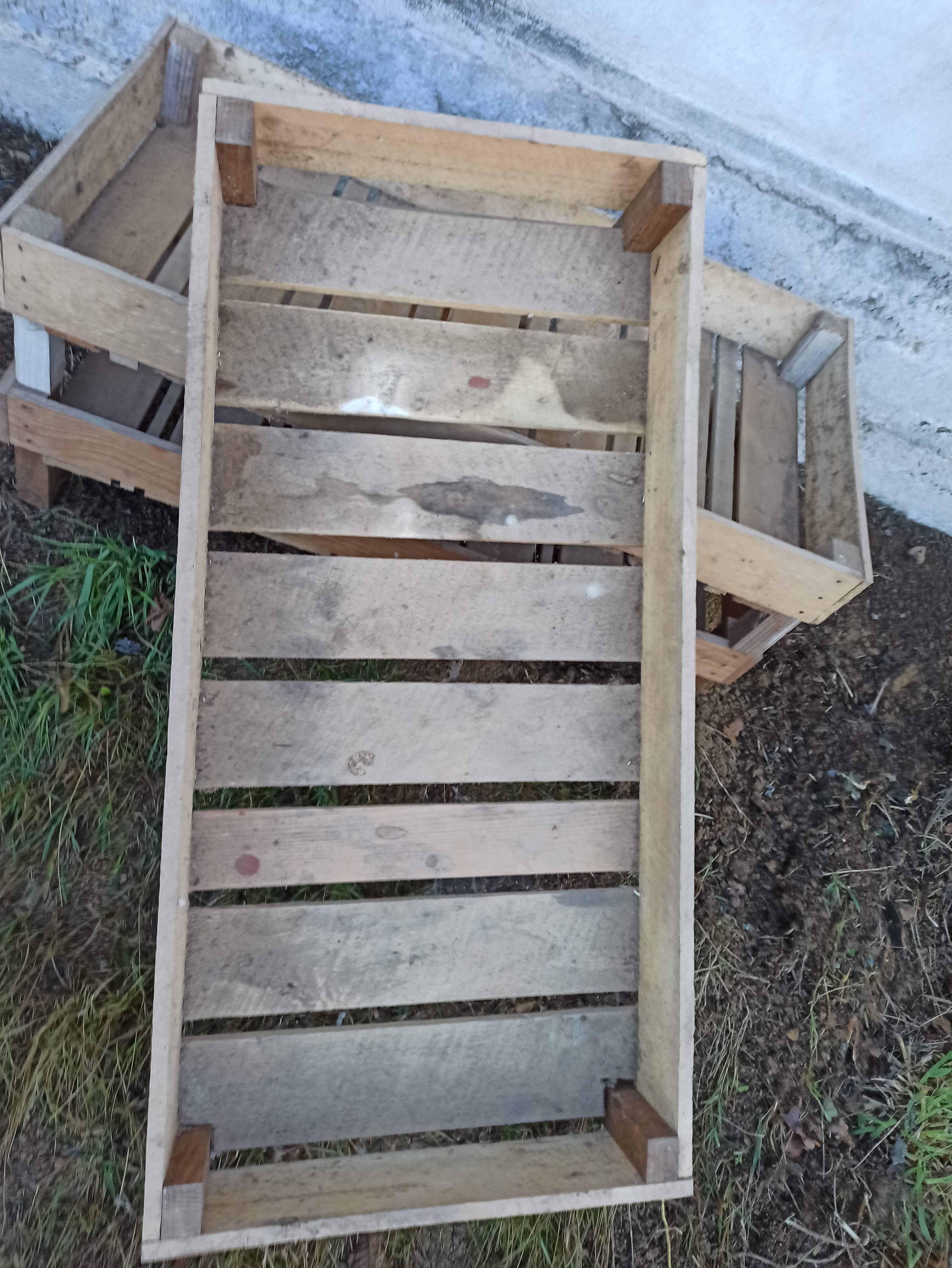 Set of four wooden shelves crate boxes