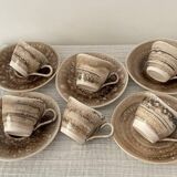 6 Cups and 5 Saucers Ecume model Faïencerie De Niderviller, Made in France