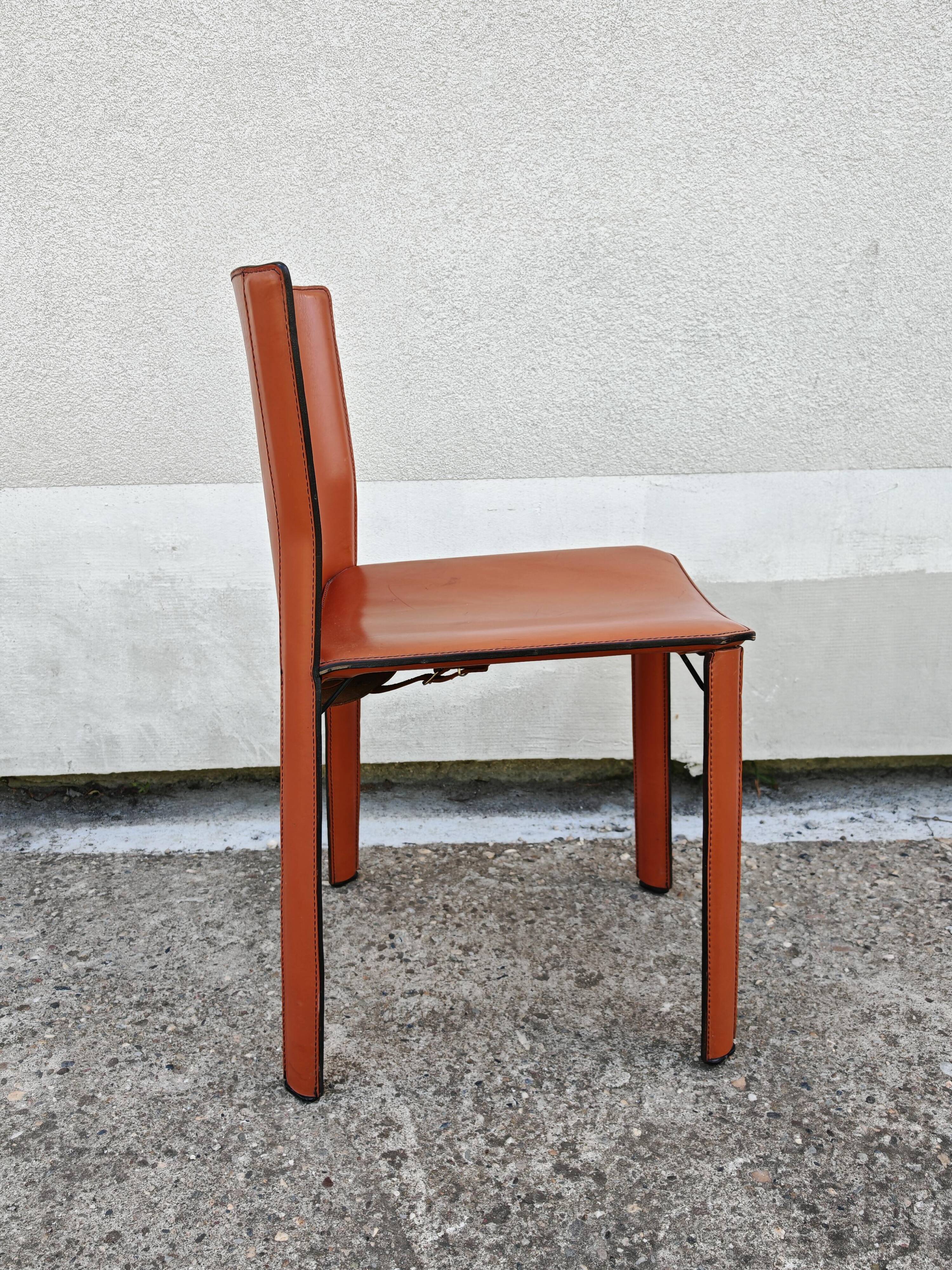 Postmodern pair of leather chairs by Giancarlo Vegni for Fasem 1984