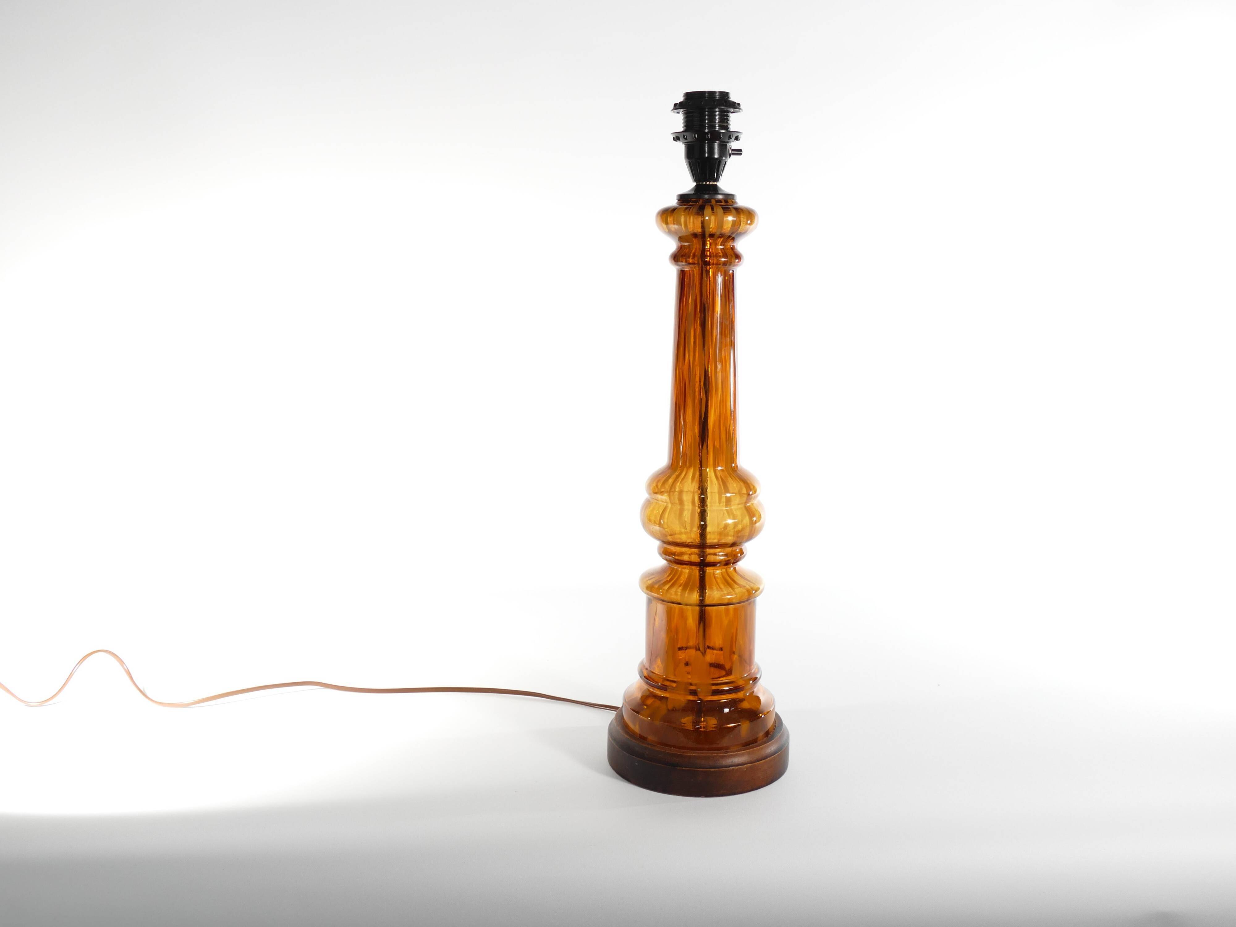 Scandinavian Modern Amber Glass Table Lamp by Miranda, 1970s